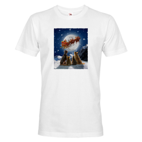 Pánské vánoční tričko s potiskem santových saní - skvělé vánoční tričko BezvaTriko