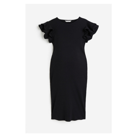 H & M - MAMA Šaty's volánkovým rukávem - černá H&M
