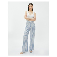 Koton Linen Palazzo Trousers with Pocket Pleat Detailed