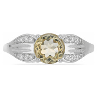 Prsten stříbrný s broušeným citrínem a zirkony Ag 925 026068 CT - 62 mm 3,1 g