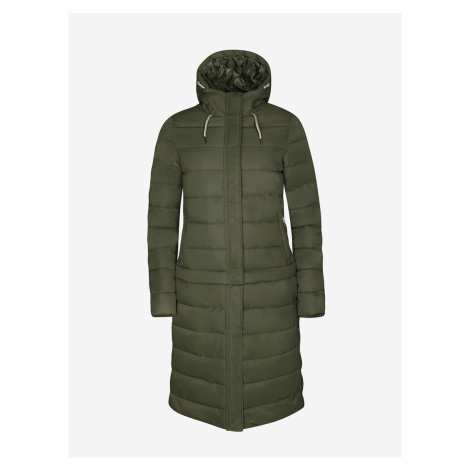 Tmavě zelený dámský kabát s kapucí Alpine Pro KIRA | Modio.cz