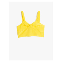 Koton Crop Top Strap Textured Front Tied Glossy