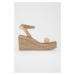 Semišové sandály Calvin Klein dámské, béžová barva, na klínku