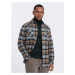 Men's checkered flannel shirt with pockets - gray-yellow V1 OM-SHCS-0149