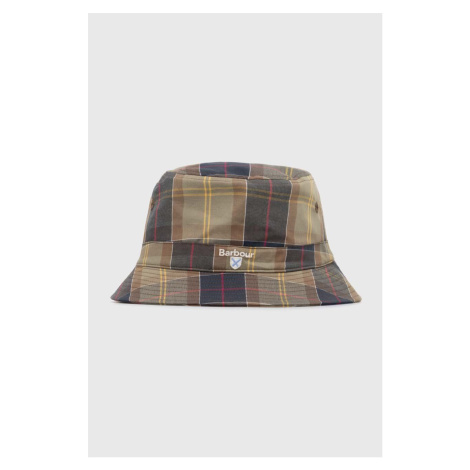 Bavlněná čepice Barbour Tartan Bucket Hat béžová barva, MHA0618