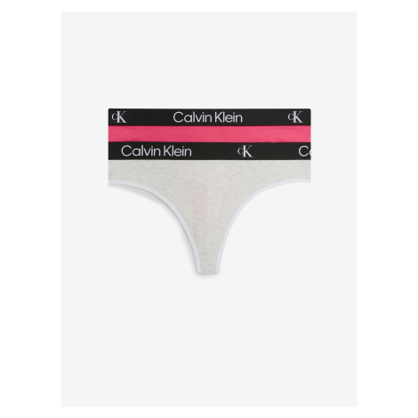 Sada dvou dámských tang v tmavě růžové a světle šedé barvě Calvin Klein Underwear