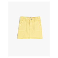 Koton Denim Skirt Mini Size Pocket Cotton Cotton Waist Adjustable Elastic