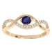 Troli Půvabný pozlacený prsten s modrým zirkonem PO/SR00716N