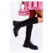 Ribbed Women's Boots On Flat Heel Black Allys