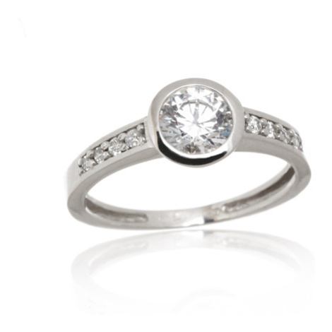 Prsten z bílého zlata s čirými zirkony PR0546F + DÁREK ZDARMA Ego Fashion