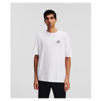 Tričko karl lagerfeld autograph linen blend t-shirt white