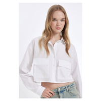 DEFACTO Cool Oversize Wide Fit Pocket Poplin Long Sleeve Shirt