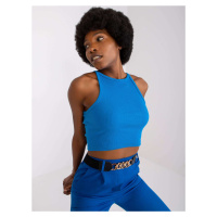 MODRÝ ŽEBROVANÝ CROP TOP MARGO --BLUE Modrá