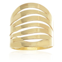 Dámský široký zlacený stříbrný prsten STRP0507F
