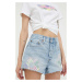 Džínové šortky Levi's 501 dámské, s aplikací, high waist