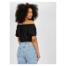 ČERNÝ BAVLNĚNÝ HALENKOVÝ CROP TOP -BLACK Černá