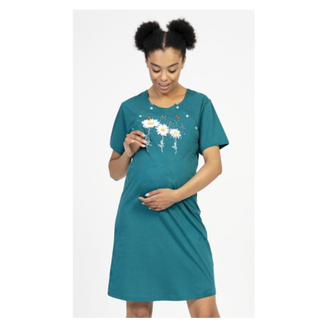 Dámská noční košile mateřská Vienetta Secret Kopretiny | tmavě zelená
