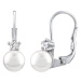 Silvego Něžné stříbrné náušnice s bílou perlou Swarovski SILVEGO35037W