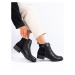 Jedinečné kotníčkové boty černé dámské na plochém podpatku