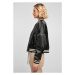 Ladies Short Oversized Satin College Jacket - black