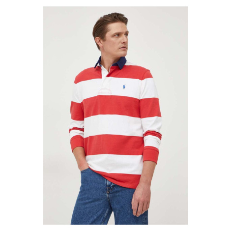 Bavlněné tričko s dlouhým rukávem Polo Ralph Lauren červená barva, 710926275