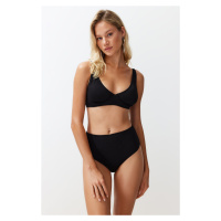 Trendyol Black Textured High Waist Hipster Bikini Bottoms