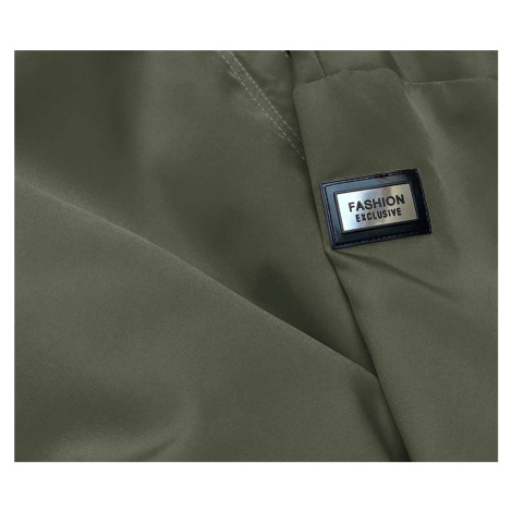 Dámská bunda v khaki barvě s ozdobnou lemovkou (B8139-11) S'WEST