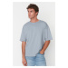 Trendyol šedá Základní tričko s krátkým rukávem ze 100% bavlny Tričko s krátkým rukávem a výstři