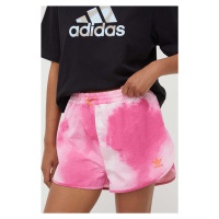 Kraťasy adidas Originals dámské, růžová barva, vzorované, high waist