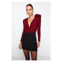 Trendyol Claret Red Double Breasted Collar Accessorized Body