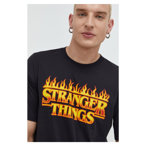 Bavlněné tričko Champion Xstranger Things černá barva, s potiskem