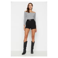 Trendyol Black Belted Woven Shorts