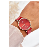 Dámské hodinky na koženém řemínku Giorgio&Dario červené