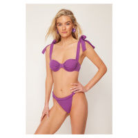Trendyol Purple Balconette Tied Silvery Regular Bikini Set