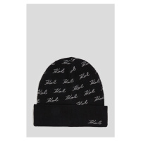 Čepice karl lagerfeld k/signature rhnstn aop beanie black