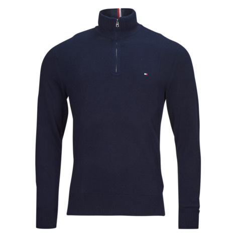 Tommy Hilfiger PIMA ORG CTN CASHMERE ZIP MOCK Tmavě modrá