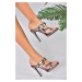 Fox Shoes M348035109 Platinum Women's Thin Heeled Slippers