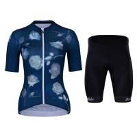HOLOKOLO Cyklistický krátký dres a krátké kalhoty - CHARMING ELITE LADY - světle modrá/černá/mod