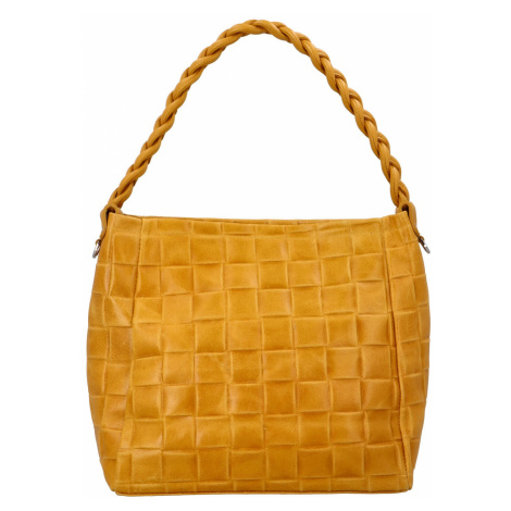Dámská kožená kabelka Delami Chiara - žlutá