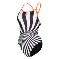 Dámské plavky arena crazy swimsuit booster back black/mango/multi