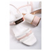 Béžovo-bílé sandály na hrubém podpatku Connie