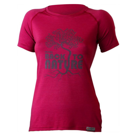 LASTING dámské merino triko s tiskem BACK růžové