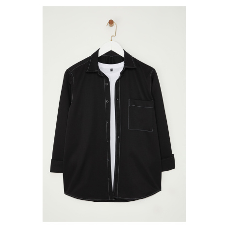 Trendyol Black Regular Fit Shirt with Stitching Detail