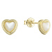 Evolution Group Pozlacené stříbrné náušnice pecky srdce s perleťovým zirkonem 11433.1 perleť