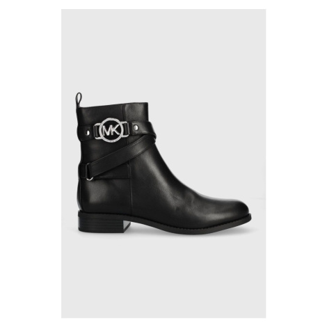 Kožené kotníkové boty MICHAEL Kors Rory dámské, černá barva, na plochém podpatku, 40F2ROFE8L