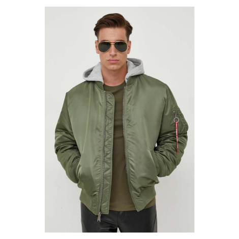 Bomber bunda Alpha Industries MA-1 ZH Back EMB zelená barva, zimní