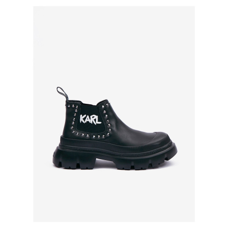 Černé dámské kožené kotníkové boty KARL LAGERFELD Trekka Max - Dámské