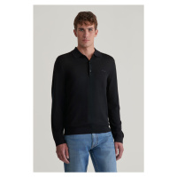 SVETR GANT EXTRAFINE MERINO WOOL POLO BLACK