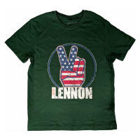 John Lennon tričko, Peace Fingers US Flag Green, pánské