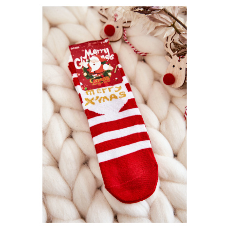 Dětské vánoční ponožky s pruhy Cosas bílo-červené Kesi